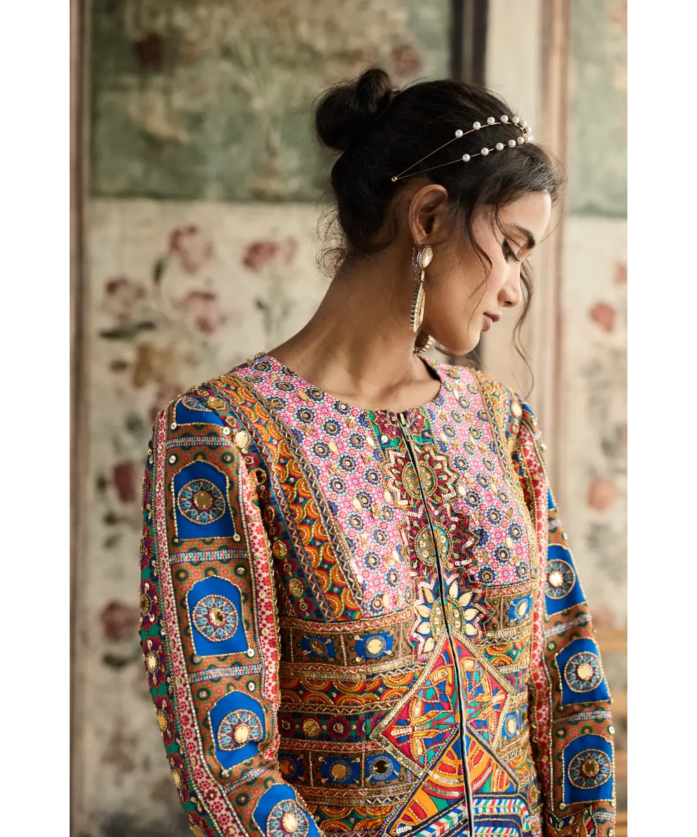DIYARAJVVIR - MULTI-COLOR  PRINT AND HIGHLIGHTED  JACKET SET